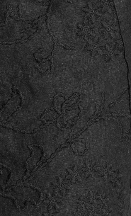 Black embroidered linen